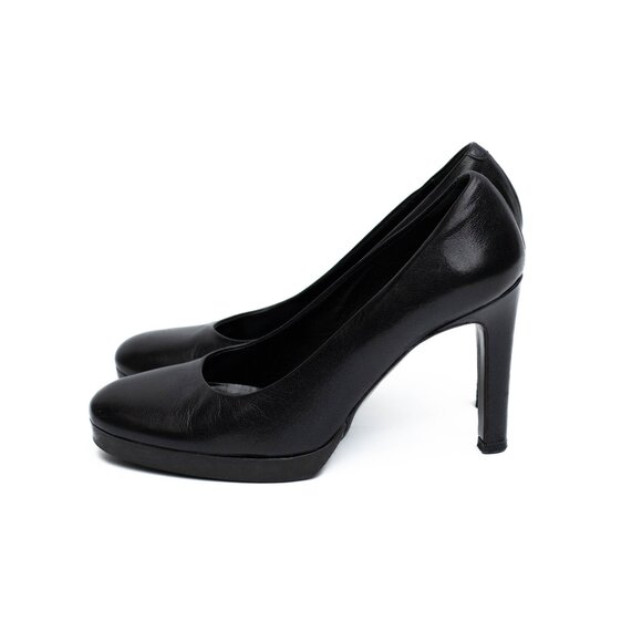 Via Spiga Platform Heels Women’s 6 Black Leather Pumps Made in Italy Career Goth - Picture 5 of 11